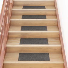 vidaXL 15 db szürkésbarna négyszögletes öntapadó lépcsőszőnyeg 60x25cm lakástextília