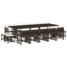 vidaXL 15 részes barna polyrattan kerti ülőgarnitúra párnákkal (3210993) kerti bútor