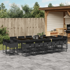 vidaXL 15 részes fekete polyrattan kerti étkezőgarnitúra párnákkal kerti bútor