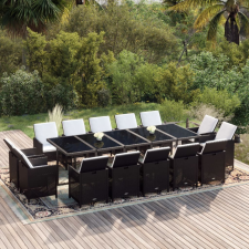 vidaXL 15 részes szürke polyrattan kerti étkezőgarnitúra párnákkal kerti bútor