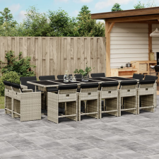 vidaXL 15 részes szürke polyrattan kerti étkezőgarnitúra párnákkal kerti bútor
