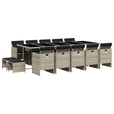 vidaXL 15 részes szürke polyrattan kerti étkezőgarnitúra párnákkal kerti bútor