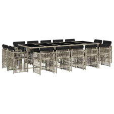 vidaXL 15 részes szürke polyrattan kerti étkezőgarnitúra párnákkal kerti bútor