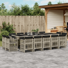 vidaXL 15 részes szürke polyrattan kerti étkezőgarnitúra párnákkal kerti bútor