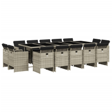vidaXL 15 részes szürke polyrattan kerti étkezőgarnitúra párnákkal (3210695) kerti bútor