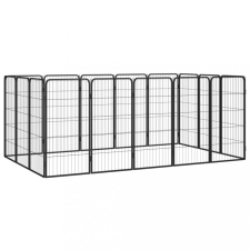 vidaXL 16-paneles fekete porszórt acél kutyakennel 50 x 100 cm szállítóbox, fekhely kutyáknak