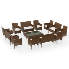 vidaXL 16 részes barna polyrattan kerti ülőgarnitúra párnákkal (3095958) kerti bútor