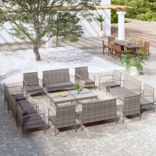 vidaXL 16 részes szürke polyrattan kerti ülőgarnitúra párnákkal kerti bútor