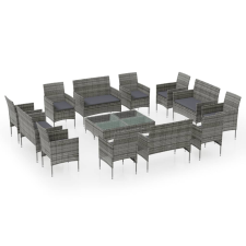 vidaXL 16 részes szürke polyrattan kerti ülőgarnitúra párnákkal (3095960) kerti bútor