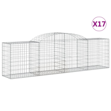 vidaXL 17 db íves horganyzott vas gabion kosár 300x50x80/100 cm (3146696) kerti tárolás