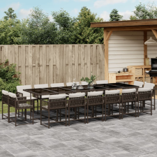 vidaXL 17 részes barna polyrattan kerti étkezőgarnitúra párnákkal kerti bútor