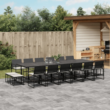 vidaXL 17 részes fekete polyrattan kerti étkezőgarnitúra párnákkal kerti bútor