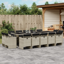 vidaXL 17 részes szürke polyrattan kerti étkezőgarnitúra párnákkal kerti bútor