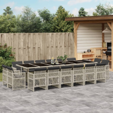 vidaXL 17 részes szürke polyrattan kerti étkezőgarnitúra párnákkal kerti bútor
