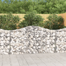 vidaXL 18 db íves horganyzott vas gabion kosár 200x30x100/120 cm kerti tárolás