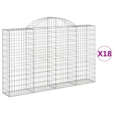 vidaXL 18 db íves horganyzott vas gabion kosár 200x30x120/140 cm (3146145) kerti tárolás