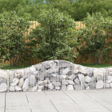 vidaXL 18 db íves horganyzott vas gabion kosár 200x30x40/60 cm kerti dekoráció