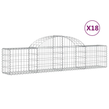 vidaXL 18 db íves horganyzott vas gabion kosár 200x30x40/60 cm kerti tárolás