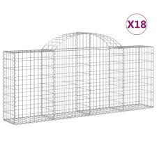 vidaXL 18 db íves horganyzott vas gabion kosár 200x30x80/100 cm (3146103) kerti tárolás