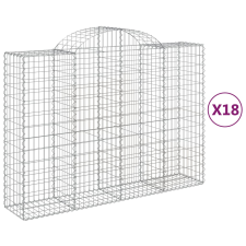 vidaXL 18 db íves horganyzott vas gabion kosár 200x50x140/160 cm (3146376) kerti tárolás