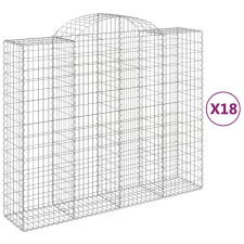 vidaXL 18 db íves horganyzott vas gabion kosár 200x50x160/180 cm (3146397) kerti tárolás