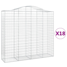 vidaXL 18 db íves horganyzott vas gabion kosár 200x50x180/200 cm (3145738) kerti tárolás