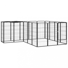 vidaXL 18-paneles fekete porszórt acél kutyakennel 50 x 100 cm szállítóbox, fekhely kutyáknak