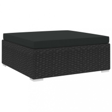 vidaXL 1 db fekete polyrattan moduláris lábtartó párnával kerti bútor