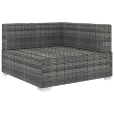 vidaXL 1 db szürke polyrattan moduláris sarokfotel párnákkal (46799) kerti bútor