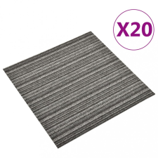 vidaXL 20 db csíkos antracitszürke szőnyegpadlólap 5 m² 50 x 50 cm lakástextília