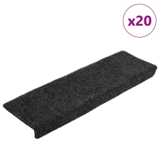 vidaXL 20 db fekete öntapadó lépcsőszőnyeg 65x21x4 cm lakástextília