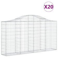 vidaXL 20 db íves horganyzott vas gabion kosár 200x30x100/120 cm (3145445) kerti tárolás