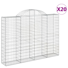 vidaXL 20 db íves horganyzott vas gabion kosár 200x30x140/160 cm kerti tárolás