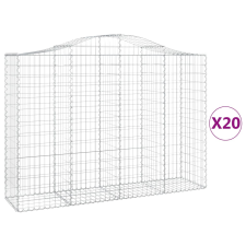 vidaXL 20 db íves horganyzott vas gabion kosár 200x50x140/160 cm (3145697) kerti tárolás