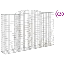 vidaXL 20 db íves horganyzott vas gabion kosár 300x50x180/200 cm (3146787) kerti tárolás