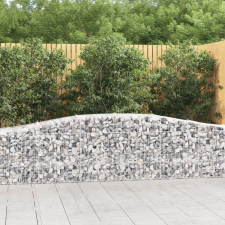 vidaXL 20 db íves horganyzott vas gabion kosár 400x50x60/80 cm kerti dekoráció