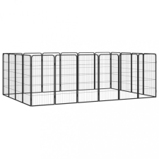 vidaXL 20-paneles fekete porszórt acél kutyakennel 50 x 100 cm szállítóbox, fekhely kutyáknak