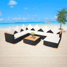 vidaXL 22 darabos fekete polyrattan/WPC kerti kanapészett kerti bútor