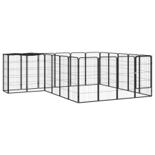 vidaXL 22-paneles fekete porszórt acél kutyakennel 50 x 100 cm szállítóbox, fekhely kutyáknak