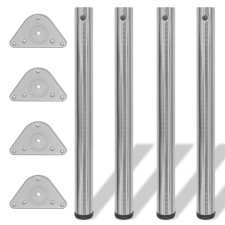 vidaXL 242145 4 Height Adjustable Table Legs Brushed Nickel 710 mm bútor