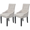 vidaXL 242402 Dining Chairs 2 pcs Cream Grey Fabric