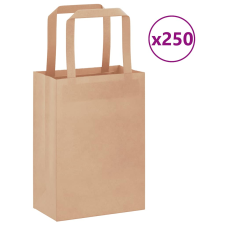 vidaXL 250 db barna kraft papírzacskók fogantyúkkal 15x8x21 cm ajándéktasak