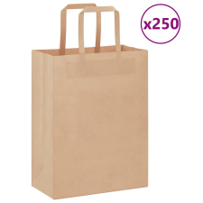 vidaXL 250 db barna kraft papírzacskók fogantyúkkal 21x11x28 cm ajándéktasak