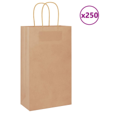 vidaXL 250 db barna kraft papírzacskók fogantyúkkal 21x11x36 cm ajándéktasak