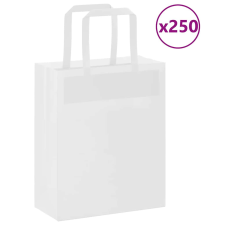 vidaXL 250 db fehér kraft papírzacskók fogantyúkkal 18x8x22 cm ajándéktasak
