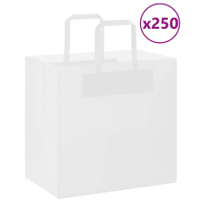 vidaXL 250 db fehér kraft papírzacskók fogantyúkkal 26x17x25 cm ajándéktasak