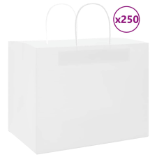 vidaXL 250 db fehér kraft papírzacskók fogantyúkkal 32x22x24 cm ajándéktasak