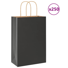 vidaXL 250 db fekete kraft papírzacskók fogantyúkkal 21x11x31 cm ajándéktasak