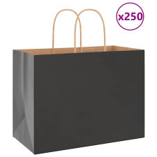 vidaXL 250 db fekete kraft papírzacskók fogantyúkkal 32x17x25 cm ajándéktasak