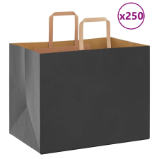 vidaXL 250 db fekete kraft papírzacskók fogantyúkkal 32x22x24 cm ajándéktasak